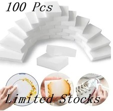 100 Pcs Magic Melamine Sponge Eraser White Cleaning Pads for Kitchen Bathroom