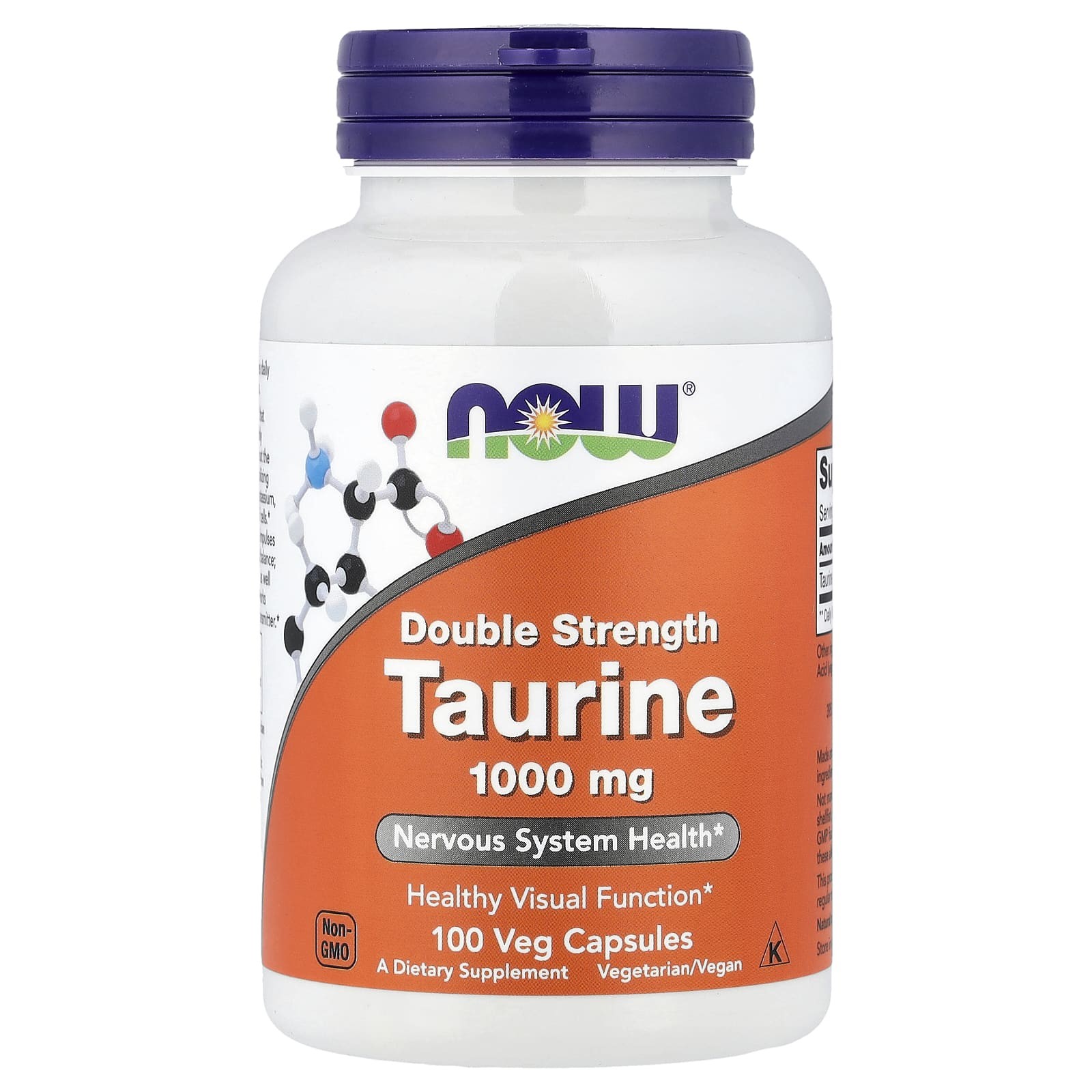 NOW Foods Double Strength Taurine 1000mg 100 Vegetarian Capsules, Nervous System - Image 7
