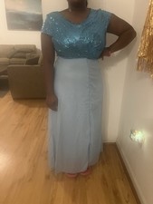 Blue Prom Dress Size Small with Long Sparkly Straps