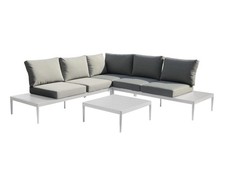 FurnitureOkay Coogee 4-Piece Aluminium Outdoor Modular Lounge Setting - White