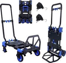  2-in-1 Folding Platform Hand Truck, 330 lb 4-Wheel Cart and 150 lb Upright Doll