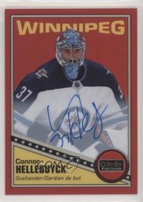 2019-20 O-Pee-Chee Platinum Retro Rainbow Red Connor Hellebuyck #R-39 Auto ku3