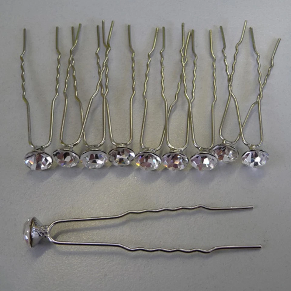 Sposa Accessorio per Capelli Forcine Con Cristallo 8mm Ornamento da Matrimonio - Immagine 3 di 4