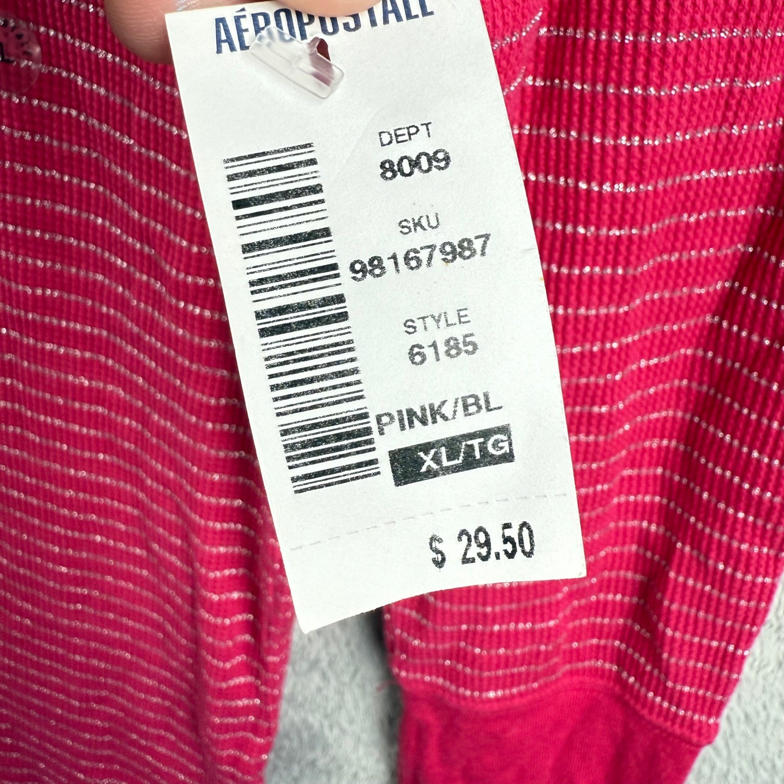 Aeropostale Y2K Thermal Top Womens XL Pink Metallic Striped Fairy Grunge NWT