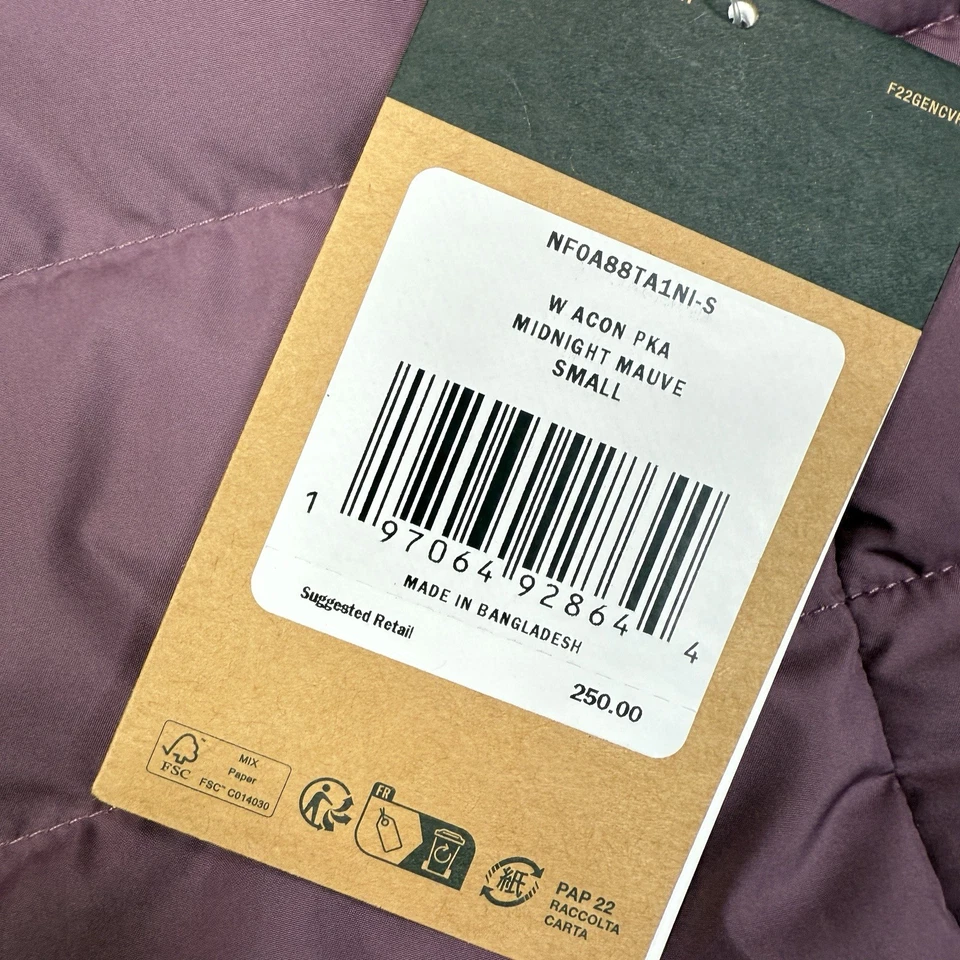 North Face женщин Aconcagua парка полуночный лиловый маленький вниз пуховик новый - Изображение 3 из 4