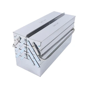 Metal Cantilever Tool Box 21-inch 4-Tier 7-Tray Fold Out Stainless Steel Toolbox