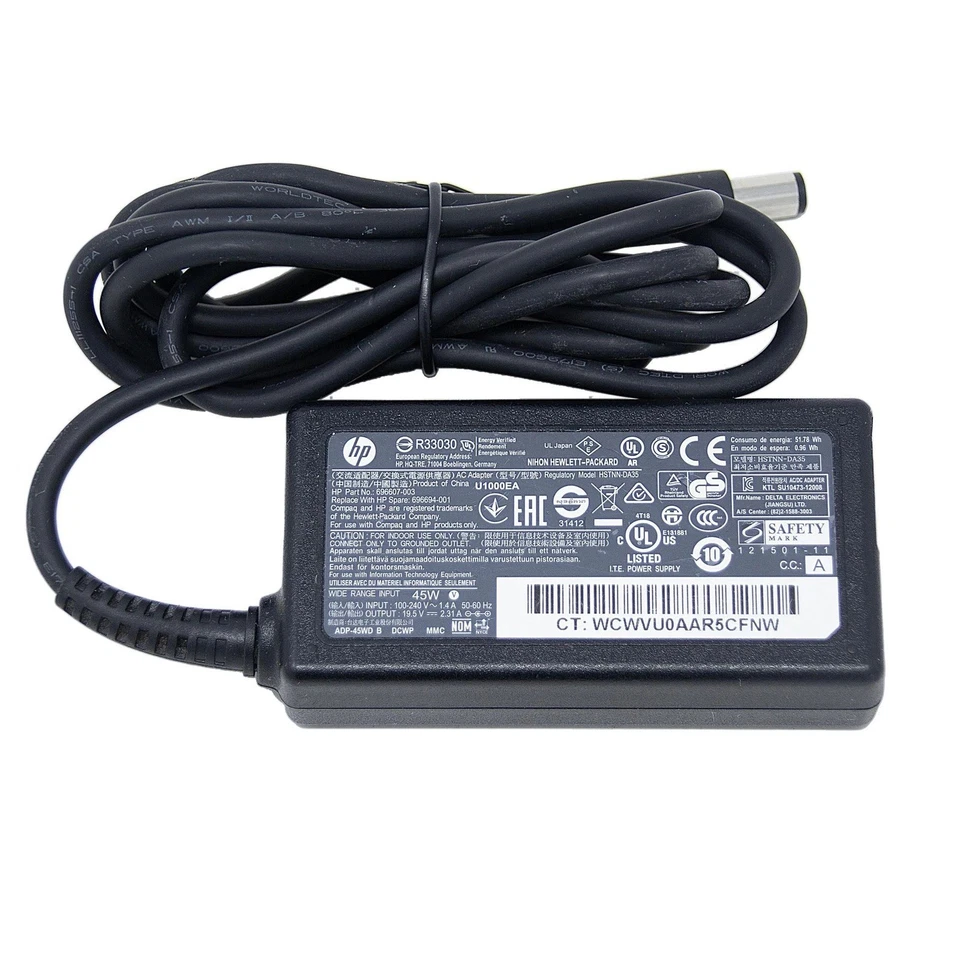 Cargador Adaptador CA Original HP 744481-002 19.5V 2.31A 45W Genuino HSTNN-CA40 7.5 Foto 2 de 4
