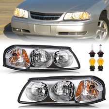 Headlight Assembly 2000-2005 Chevy Impala Pair Chrome Wbulbs