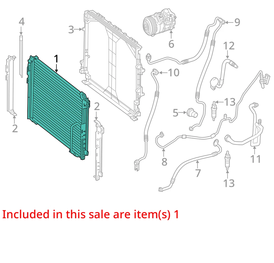 Condensador de aire acondicionado 14-15 Mercedes Benz Clase GLK 3,5 L 84 k OEM LKQ Foto 4 de 4