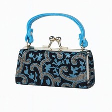 Mini porta rossetti chiusura vintage blu/nero/argento glitter micro borsa