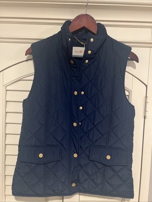 Tory Burch Quilted Vest Navy Blue NWT M