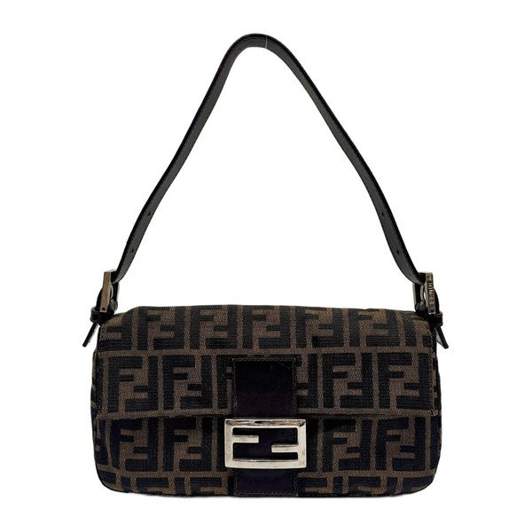 FENDI Baguette Brown Zucca Canvas Shoulder Bag