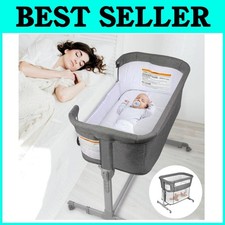 3-in-1 Baby Bassinet, Bedside Sleeper  Playpen - Grey