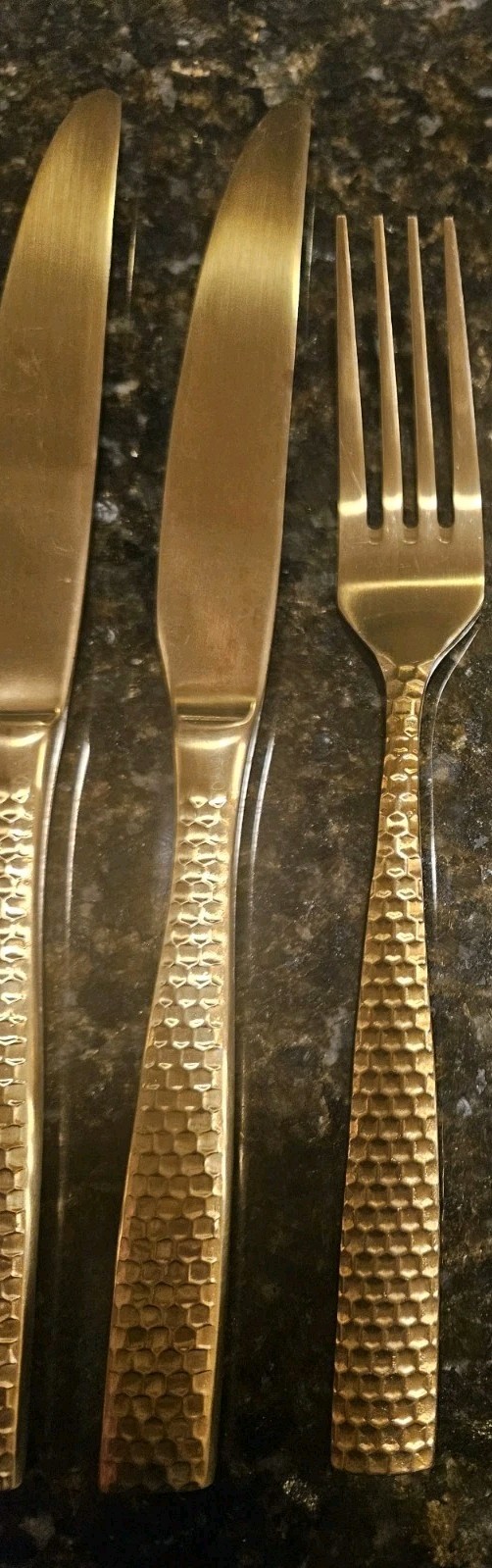 Rare Vintage 1 Set Of 4 Fortessa Lucca Gold Faceted Dinner Forks 8 Available 