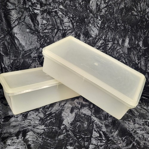 Tupperware Extra Long Rectangular Containers TWO Vintage Tupperware Rectangular Containers 677-1 with Lids Made in ...
