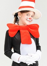 Cat In The Hat Style Large Red Bow Tie Dr Seuss Book Character Fancy Dress