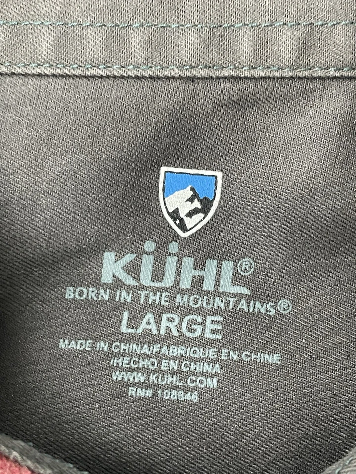 Men’s KUHL Checked Shirt Outdoors Grey Blue Red Size L Long Sleeved Button Up - Image 4 of 4