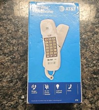 At T 210 White Wall/Desk Telephone Touchtone Trimline, 13-Number Memory, No AC