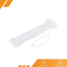 100 x Cotton Hang Tag String Snap Lock Price Fastener Ties White 7.8"
