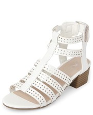 The Children s Place Girls Perforated Gladiator Heel Sandals White Wedding Party