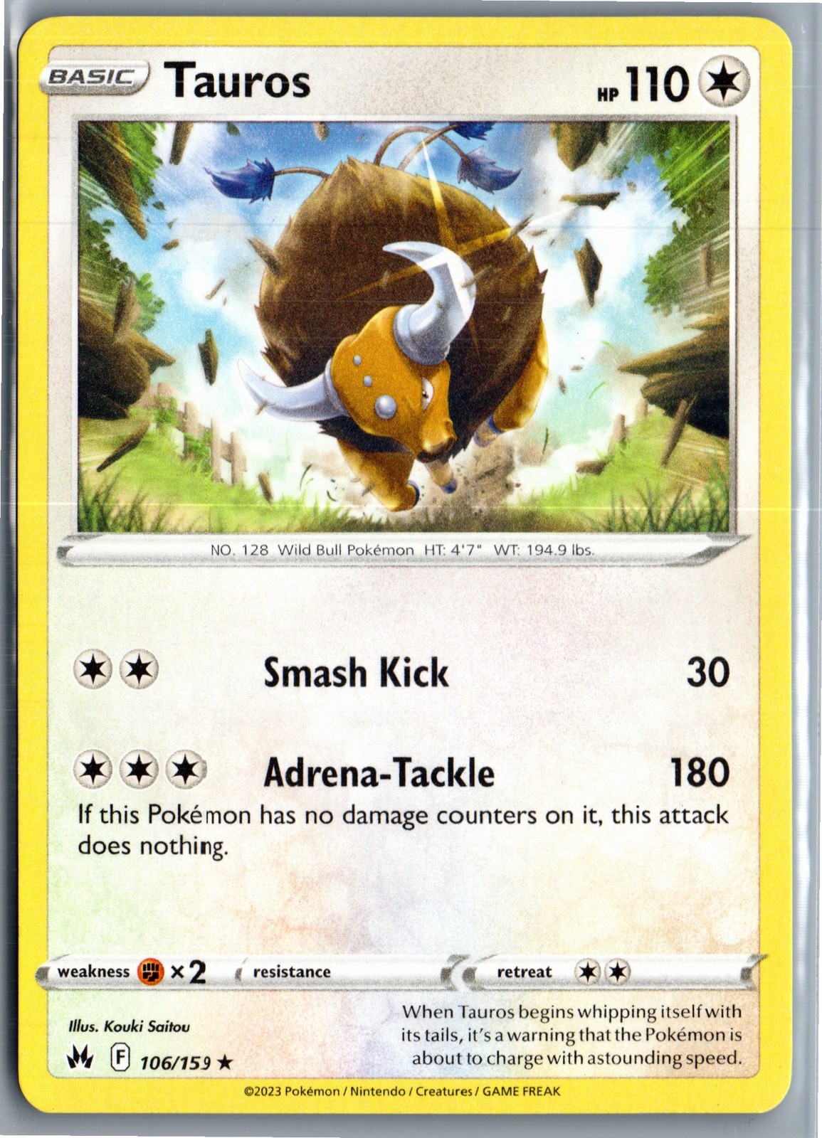 Tauros Scarlet & Violet Crown Zenith 106/159 Pokemon Card