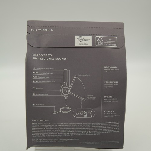 JABRA EVOLVE2 40 Stereo Headset w/ Mic UC USB-C Black 24089-989-899 NEW - 第 2/4 張圖片