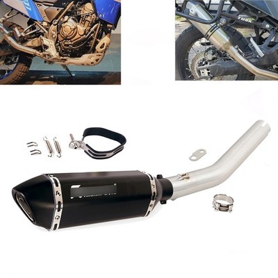 For Yamaha Tenere 700 XTZ07 2019-2025 Exhaust Mid Pipe Slip on Muffler Black Tip