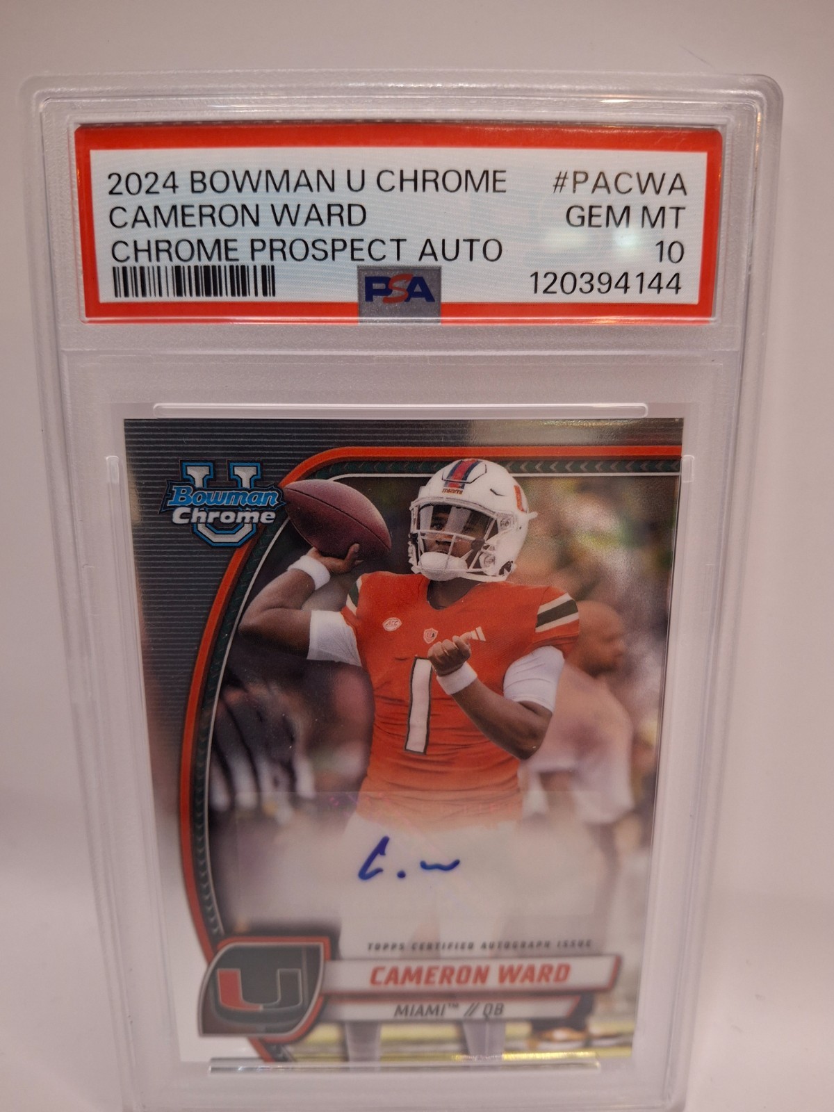 CAMERON CAM WARD 2024 Bowman U Chrome Prospect Auto PACWA PSA 10 Gem Mint