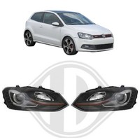 Design Satz Scheinwerfer Schwarz FüR Vw Polo 6R 2009-2014 Gti Optik H7/H7