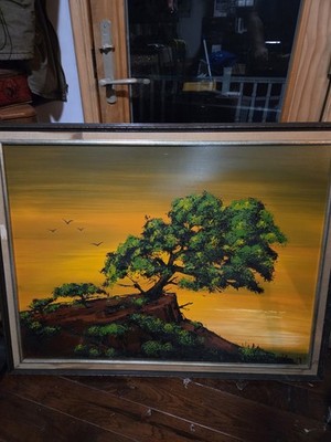 Vintage Mid Century Modern Carmel Coast Original Painting Custom Frame Signed...