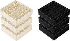6 Pack Foldable Sock  Underwear Drawer Organizer Dividers - 64 Cells