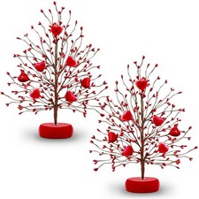 2 Pack Valentines Tree Valentine's Decoration, Each with 7 Red 3D Heart Ornament