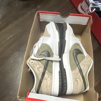Nike Dunk Low Men s Low Top Lace-Up Sneakers White Beige Olive Black BQ6817-370