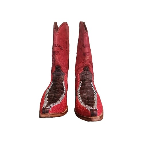 El Mariachi Men's Red Pointy Cowboy Boots Mex 27 - Picture 3 of 8
