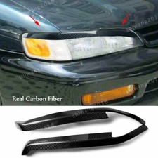 Real Carbon Fiber Headlight Eyelids Eyebrow Cover Kit For Honda Accord 1994-1997