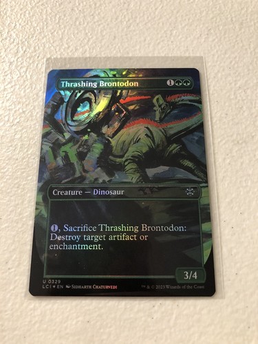 Thrashing Brontodon Borderless Foil Lost Caverns Of Ixalan LCI MTG Magic Fresh - Picture 1 of 2