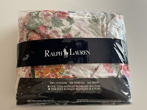 NOS 80s Ralph Lauren TWIN Ruffled BEDSKIRT Floral SOUTHAMPTON Beach House VTG