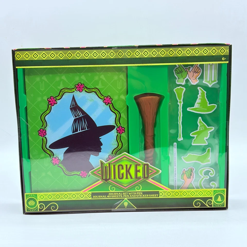 Nuevo conjunto de bolígrafo y pegatinas de papelería de película malvada Elphaba & Glinda Journal Target Foto 2 de 4