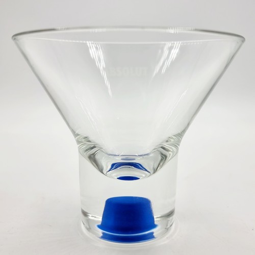 ABSOLUT VODKA CONE SHAPED BLUE EDITION MARTINI COCKTAIL GLASS THICK HEAVY BOTTOM - Picture 2 of 9
