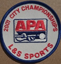APA 2001 City Championships L S Sports embroidered sew on patch