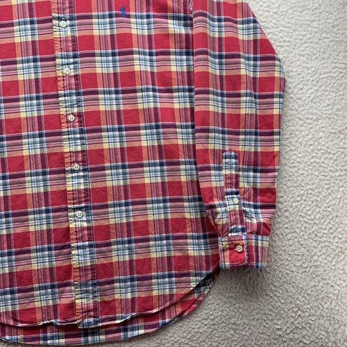 Ralph Lauren Button Up Shirt Mens Medium Classic Fit Pink Blue Plaid Preppy - Picture 5 of 13