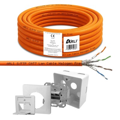 25m Cat7 Verlegekabel Netzwerkkabel + Netzwerkdose Cat6a Dose Lan Cat 7 Kabel
