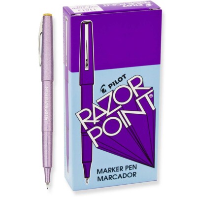 11013 Pilot Razor Point Marker Pen, Ultra Fine Plastic Tip, Purple, Pack of 24
