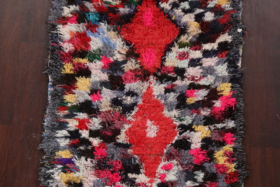 Memorial Deal Thick-Plush Antique Moroccan Oriental Runner Rug Wool Handmade 3x8 - Image 4 of 4