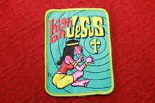 NOS Original Vintage 70s High On Jesus Hippie Religious Church Novelty Patch