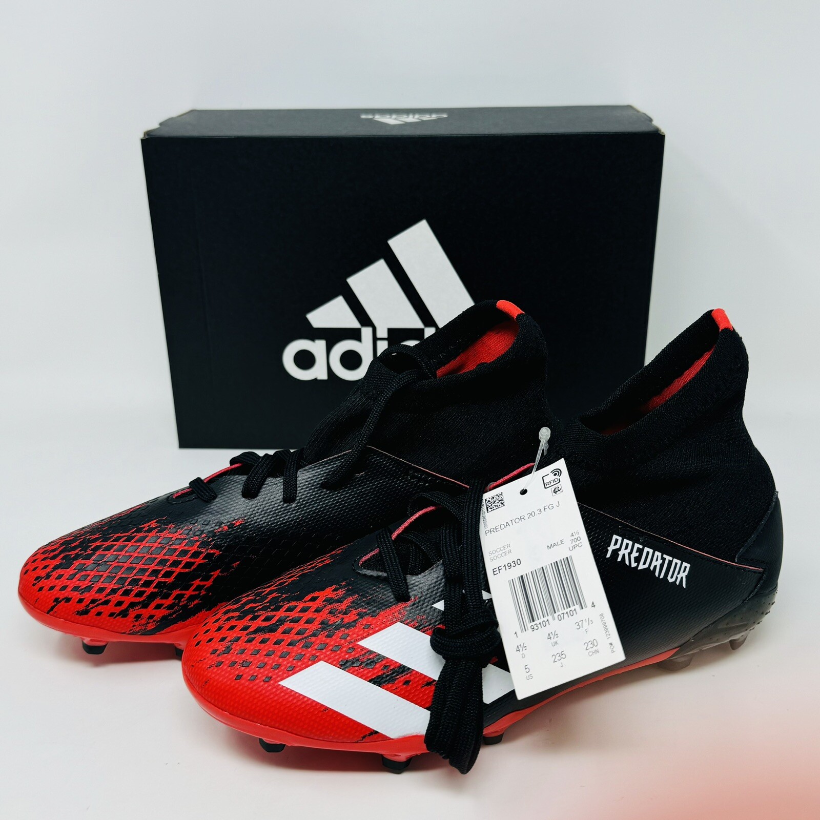 Adidas Predator 20.3 FG Soccer Cleats Shoes Black/Red EF1930 Youth Size