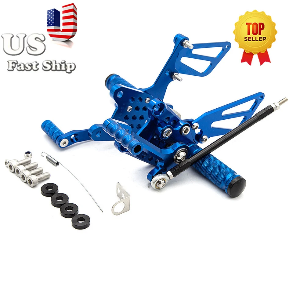 Juego de estriberas traseras de carreras azul Fit Suzuki GSXR750 1996-05 SV650/SV650S 1998-2014 Foto 3 de 4