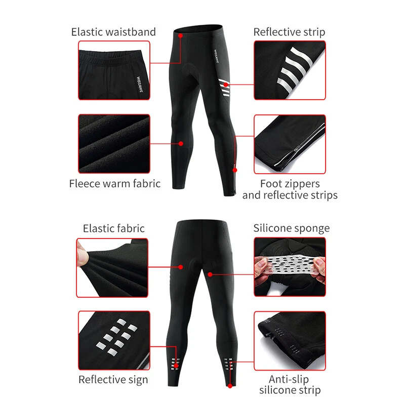 Pantalones de Ciclismo de Invierno WOSAWE Térmicos Polar A Prueba de Viento Bicicleta 3D Gel Acolchado Apretados Foto 4 de 4