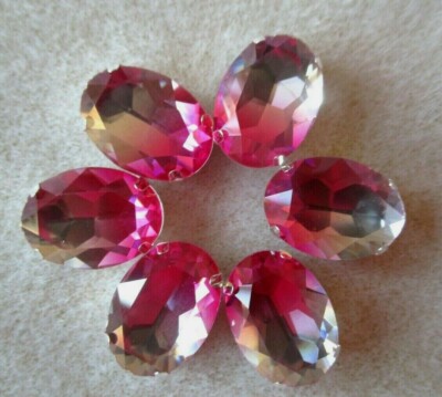 10 STCK. 13X18 MM OVAL ROSA ROSA & KLAR OMBRE KRISTALL SILBER RÜCKSEITE AUF PERLEN NÄHEN
