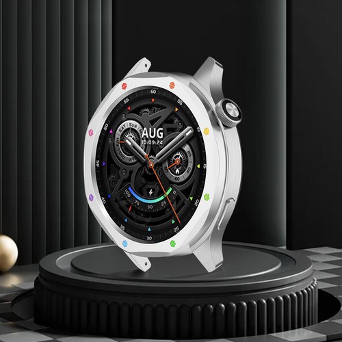 Metalowa ramka pierścień folia ze szkła hartowanego do zegarka Xiaomi S4 / S3 (srebrna tęcza) - Zdjęcie 6 z 9